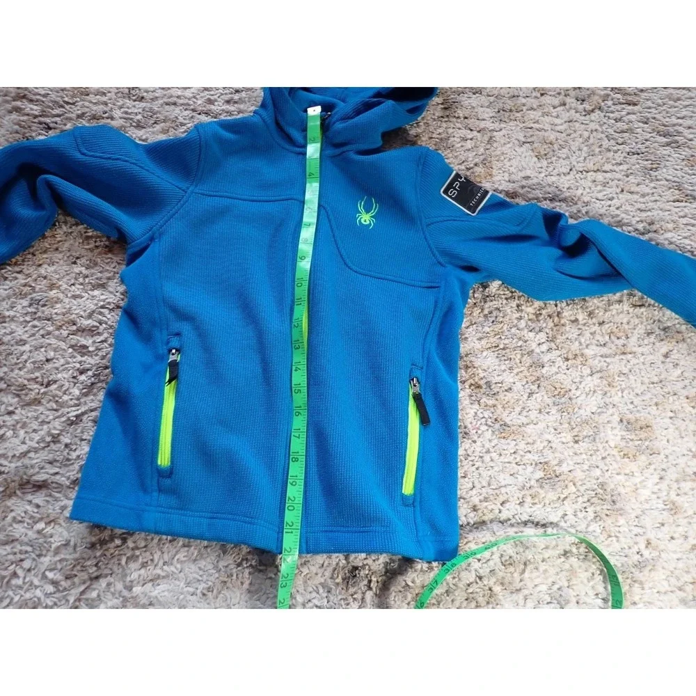 Spyder Full Zip Hoodie Youth Medium 10/12 Blue Excellent Technical Fleece Jacket